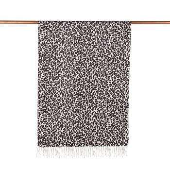 İpekevi Desenli İpek Şal - Leopar - Siyah