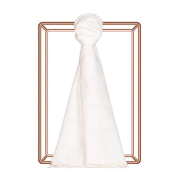 İpekevi Desenli İpek Şal - Mono Panjur Desenli - İnci Beyazı