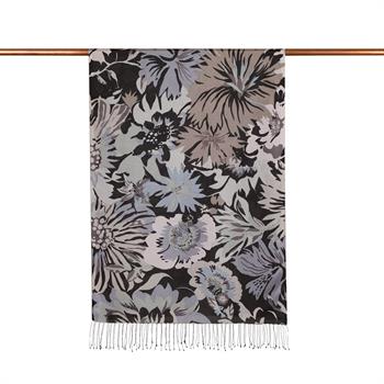 İpekevi Desenli İpek Şal - Nihavent Desenli - Siyah Füme