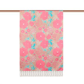 İpekevi Desenli İpek Şal - Rosa Desenli - Vizon