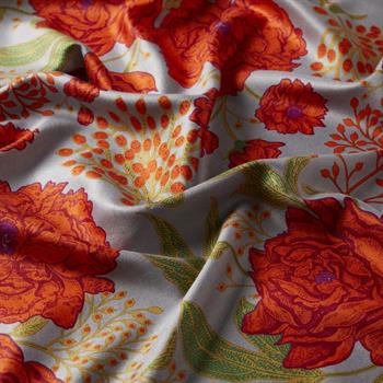 İpekevi Desenli İpek Şal - Rosa Desenli - Bebe Mavisi