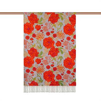 İpekevi Desenli İpek Şal - Rosa Desenli - Bebe Mavisi