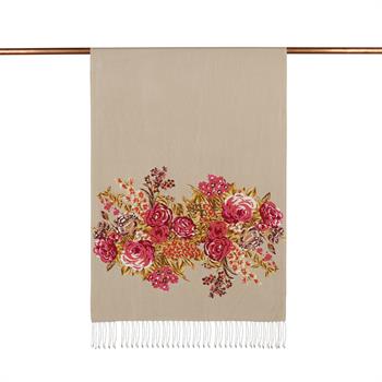 İpekevi Desenli İpek Şal Saray Bahçesi - Vizon