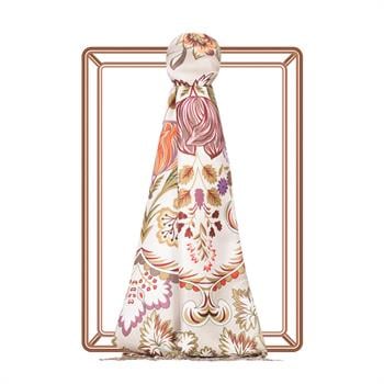 İpekevi Desenli İpek Şal - Taç Yaprak Desenli - Taş