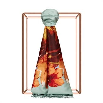 İpekevi Desenli İpek Şal - Uyanış Desenli - Su Yeşili