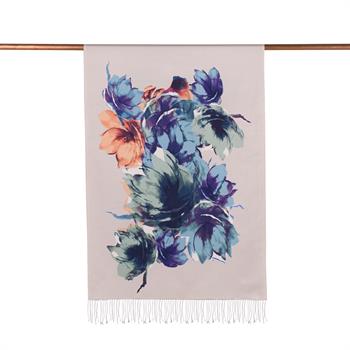 İpekevi Desenli İpek Şal - Uyanış Desenli - Gümüş