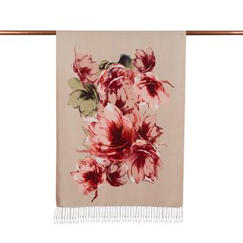 İpekevi Desenli İpek Şal - Uyanış Desenli - Vizon