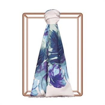 İpekevi Desenli İpek Şal - Uyanış Desenli - Gümüş