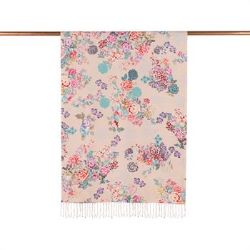 İpekevi Desenli İpek Şal - Yalı Bahçesi Desenli - Vizon