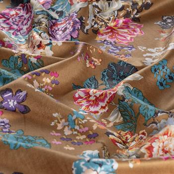 İpekevi Desenli İpek Şal - Yalı Bahçesi Desenli - Sütlü Kahve