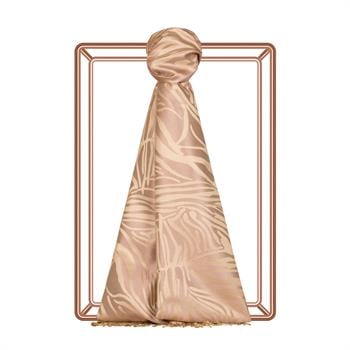 İpekevi Desenli Jakarlı İpek Şal - Zebra Desenli - Fondöten