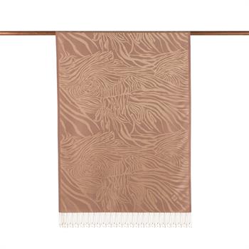 İpekevi Desenli Jakarlı İpek Şal - Zebra Desenli - Fondöten