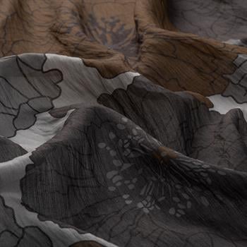 İpekevi Desenli Tensoft Eşarp - Ortanca Sepeti Desenli - Füme Gri