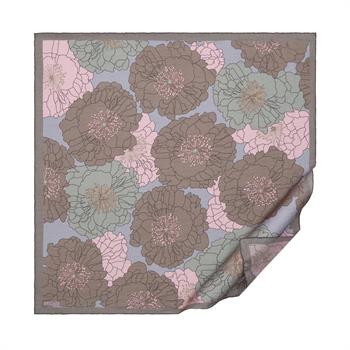 İpekevi Desenli Tensoft Eşarp - Ortanca Sepeti Desenli - Gri Pudra