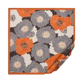 İpekevi Desenli Tensoft Eşarp - Ortanca Sepeti Desenli - Siyah Turuncu