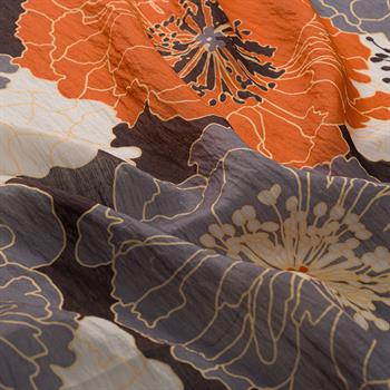 İpekevi Desenli Tensoft Eşarp - Ortanca Sepeti Desenli - Siyah Turuncu