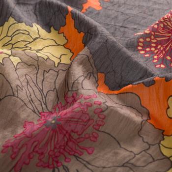 İpekevi Desenli Tensoft Eşarp - Ortanca Sepeti Desenli - Füme Turuncu