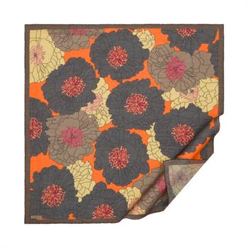 İpekevi Desenli Tensoft Eşarp - Ortanca Sepeti Desenli - Füme Turuncu