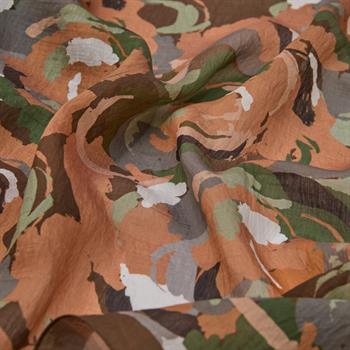 İpekevi Desenli Tensoft Şal - Duygusal Çiçekli Desenli - Acı Kahve Haki