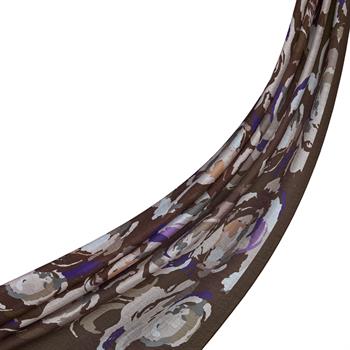 İpekevi Desenli Tensoft Şal - Duygusal Çiçekli Desenli - Acı Kahve