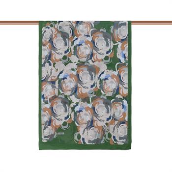 İpekevi Desenli Tensoft Şal - Duygusal Çiçekli Desenli - Haki Yeşili