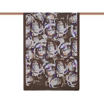 İpekevi Desenli Tensoft Şal - Duygusal Çiçekli Desenli - Acı Kahve