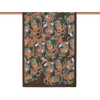 İpekevi Desenli Tensoft Şal - Duygusal Çiçekli Desenli - Acı Kahve Haki