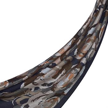 İpekevi Desenli Tensoft Şal - Duygusal Çiçekli Desenli - Lacivert