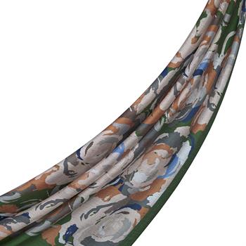 İpekevi Desenli Tensoft Şal - Duygusal Çiçekli Desenli - Haki Yeşili