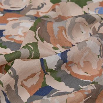 İpekevi Desenli Tensoft Şal - Duygusal Çiçekli Desenli - Haki Yeşili