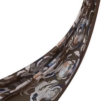 İpekevi Desenli Tensoft Şal - Duygusal Çiçekli Desenli - Kahverengi