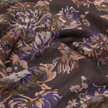 İpekevi Desenli Tensoft Şal - Kasımpatı Desenli - Acı Kahve