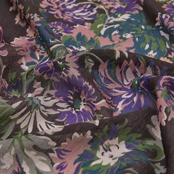 İpekevi Desenli Tensoft Şal - Kasımpatı Desenli - Kahve Yeşil