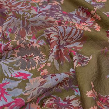 İpekevi Desenli Tensoft Şal - Kasımpatı Desenli - Çam Kokusu