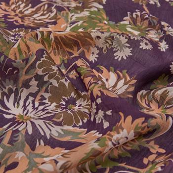 İpekevi Desenli Tensoft Şal - Kasımpatı Desenli - İncir Moru