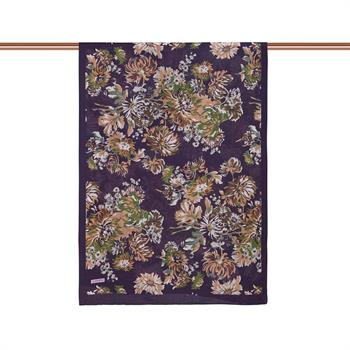 İpekevi Desenli Tensoft Şal - Kasımpatı Desenli - İncir Moru