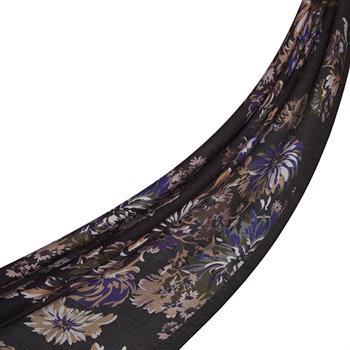 İpekevi Desenli Tensoft Şal - Kasımpatı Desenli - Acı Kahve