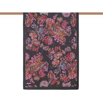 İpekevi Desenli Tensoft Şal - Kasımpatı Desenli - Acı Kahve Fuşya