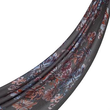 İpekevi Desenli Tensoft Şal - Kasımpatı Desenli - Antrasit