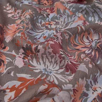 İpekevi Desenli Tensoft Şal - Kasımpatı Desenli - Antrasit