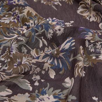 İpekevi Desenli Tensoft Şal - Kasımpatı Desenli - Kahve Bej