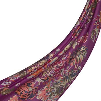 İpekevi Desenli Tensoft Şal - Kasımpatı Desenli - Fuşya