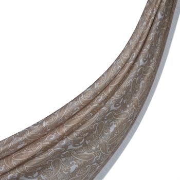 İpekevi Desenli Tensoft Şal - Mezopotamya Desenli - Beyaz Kum Beji