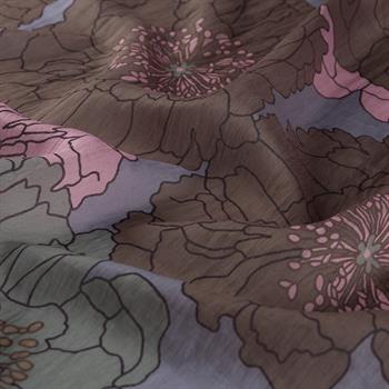 İpekevi Desenli Tensoft Şal - Ortanca Sepeti Desenli - Gri Pudra