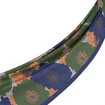 İpekevi Desenli Tensoft Şal - Ortanca Sepeti Desenli - Kot Mavisi Yeşil