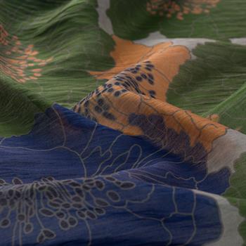 İpekevi Desenli Tensoft Şal - Ortanca Sepeti Desenli - Kot Mavisi Yeşil