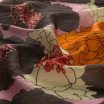 İpekevi Desenli Tensoft Şal - Ortanca Sepeti Desenli - Füme Pudra