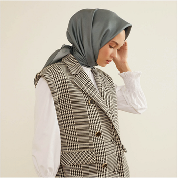 İpekevi Düz Twill İpek Eşarp - Çelik Kurşuni