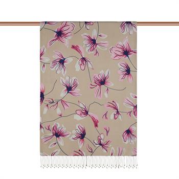 İpekevi Desenli İpek Şal - Frezya Desenli - Fondöten