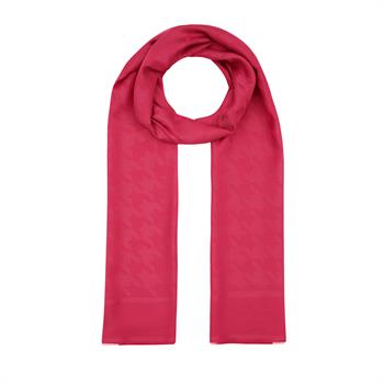 İpekevi Kazayağı Desenli Monogram Şal - Fuşya